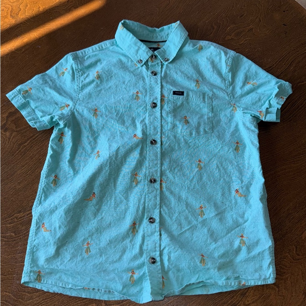 Rip Curl Boys Button Down Hula Girl Shirt, size medium